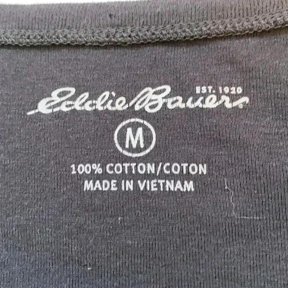 Eddie Bauer, dark gray, 100% cotton V-neck,  long sleeve T-shirt with frills - Picture 4 of 5